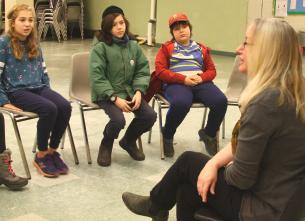 Esty Schachter with Temple Beth El Students